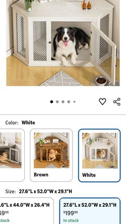 Dog Crate/Kennel, Wooden Furniture Style Dog House with Mesh, 52 inch Decorative Pet Crate Side Table for Small Medium Dogs, Wide Top Perfect for Limi