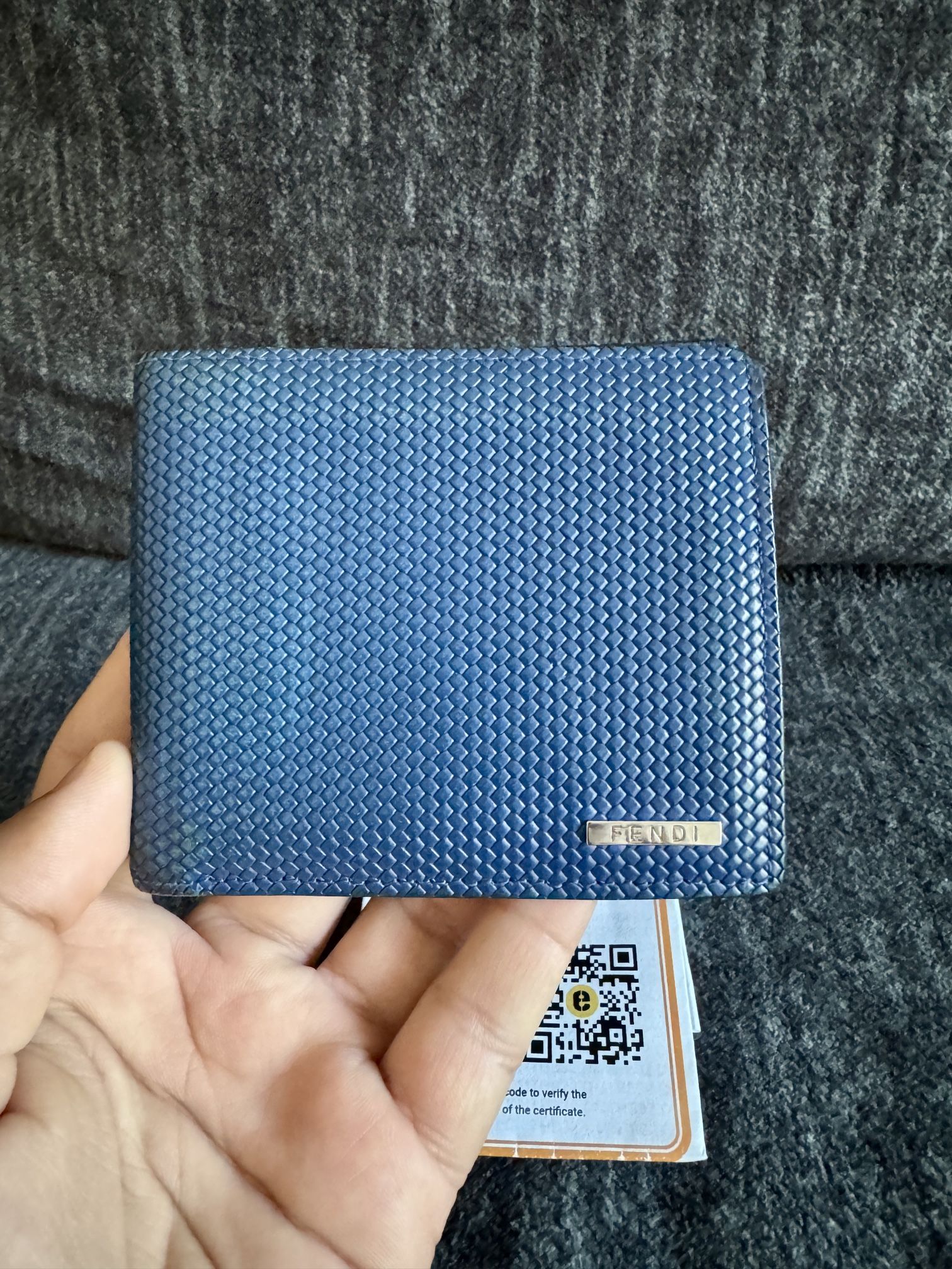 Authentic FENDI Blue Leather Bifold Wallet