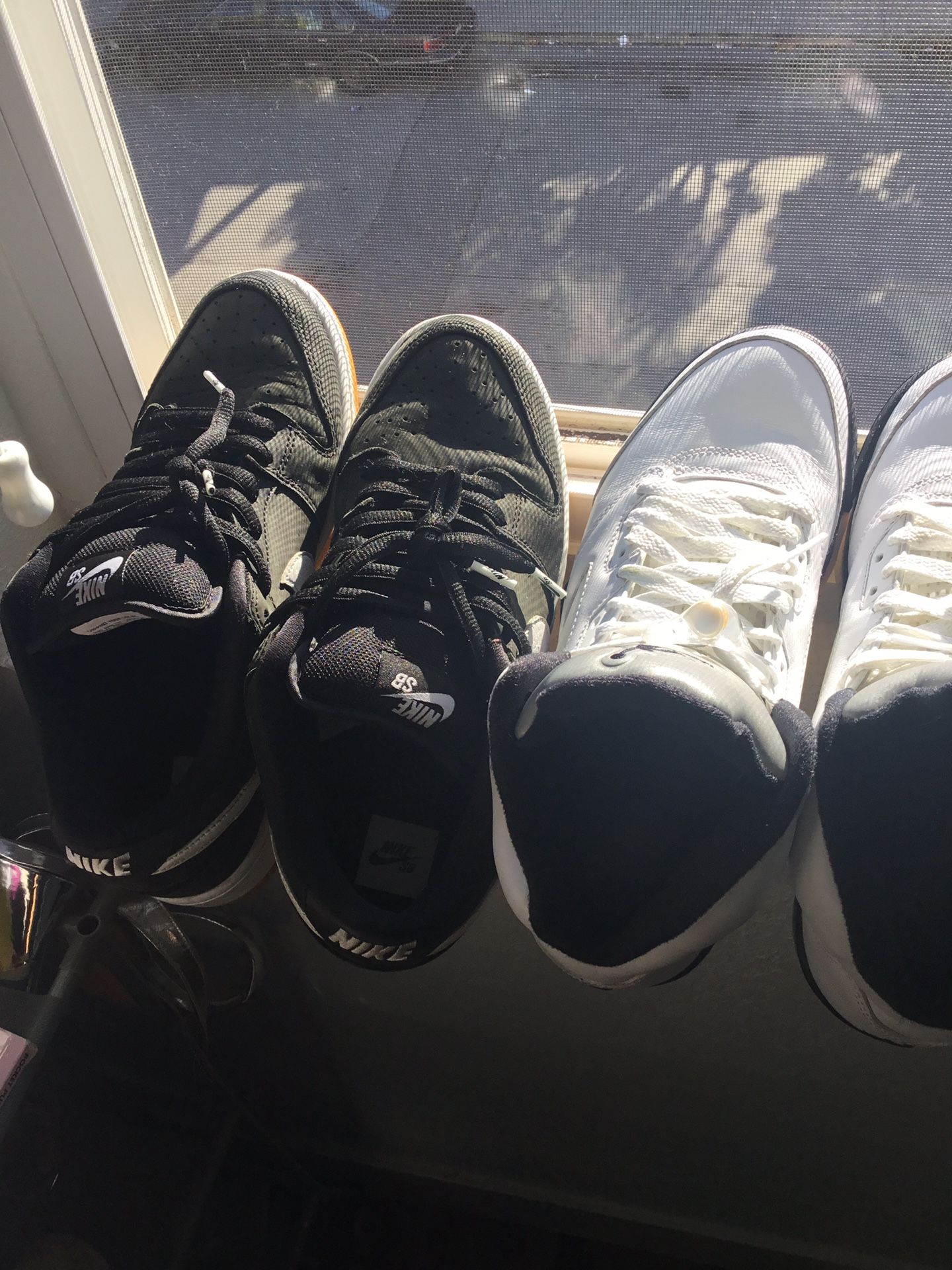 Air Jordan Midnight Blk& White Sz 8.5 & Nike Dunk SB Black /white Gum Bottom Sz 9.5