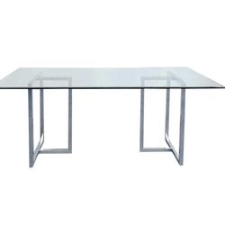 Glass Dining Table With Chrome Legs (CB2 Silverado)