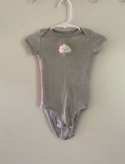 Carters Baby Boy Soft Onesies Striped With Cloud Detail. Size 6 months - Gently used