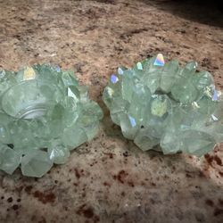 TEA LIGHT CANDLE HOLDER $9.00 each  (HAND CARVED CRYSTAL)