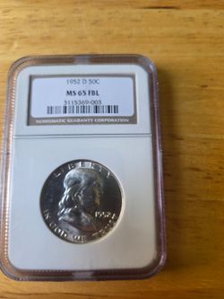1952 D NGC FRANKLIN  HALF DOLLAR MS65 FBL