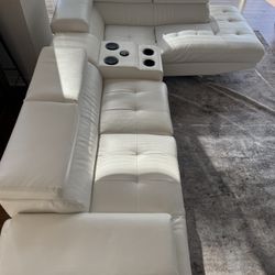 Sectional Couch & Speaker Console - White