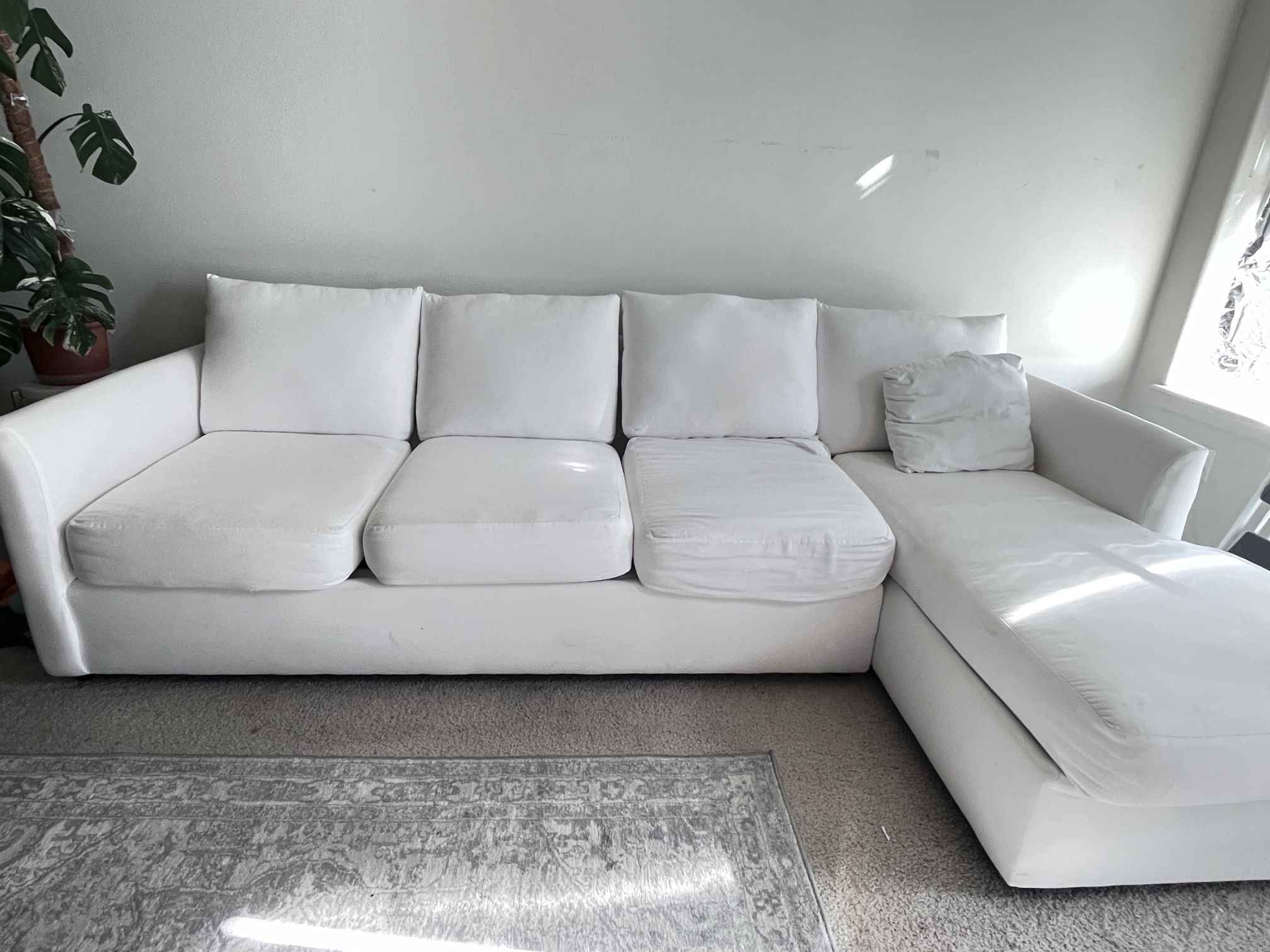 ON HOLD FOR NOW—-WAYFAIR WHITE SOFA WITH CHAISE