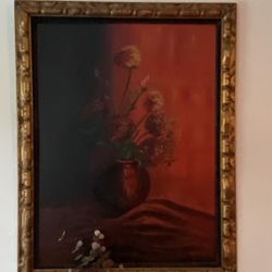 Large Oil Painting.  Flowers. 