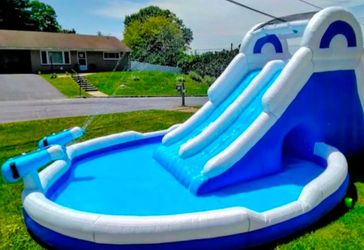 Inflatable double water slide