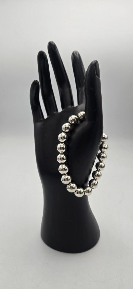 Stunning Tiffany & Co. 10mm Bead Bracelet 7.5" .925 Sterling Silver