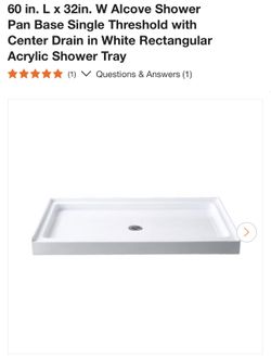 SB6032M 60 in. L x 32in. W Alcove Shower Pan Base Single Threshold with Center Drain