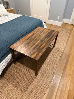 Rustic Wood Coffee Table w/ Metal Cross Bracing – 48” x 24”