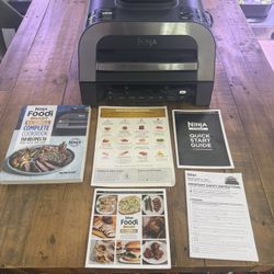 Ninja DG551 Foodi Smart XL 6-in-1 Indoor Grill with Air Fry, Roast, Bake, Broil, & Dehydrate, Foodi Smart Thermometer, 2nd Generation, Black/Silver