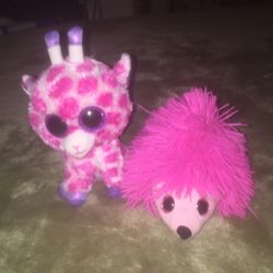 Beanie Boos Valentines Lot Twigs The Giraffe and Lily The Porcupine