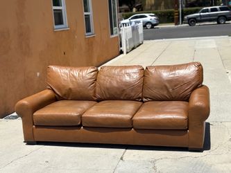 Pottery Barn Turner Roll Arm Leather Sofa - Delivery Available