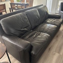 Bassett Leather Couch, Chair and Ottoman 