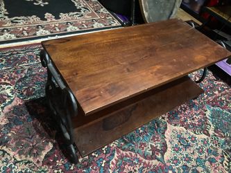 Gorgeous Wood and Cast Iron Small Coffee Table