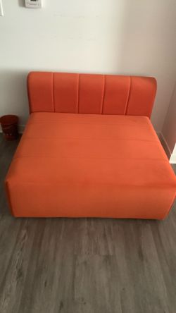 Velvet convertible modular sectional orange upholstered