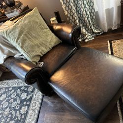 Handsome (real leather) Chair With Ottoman 