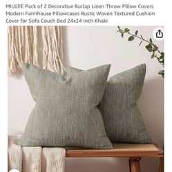 MIULEE Pack of 2 Decorative Burlap Linen Throw Pillow Covers Modern Farmhouse Pillowcase Rustic Woven Textured Cushion 
