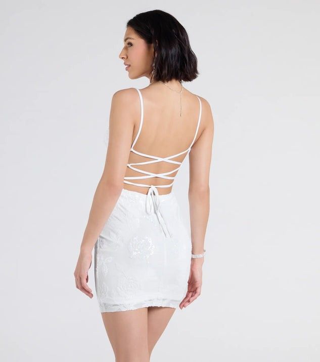 Sequin Lace Up - Mini Dress