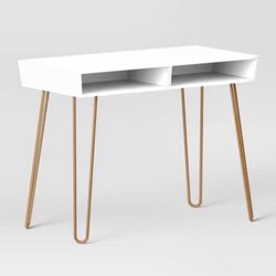 White Writing Desk With Storage And Chair