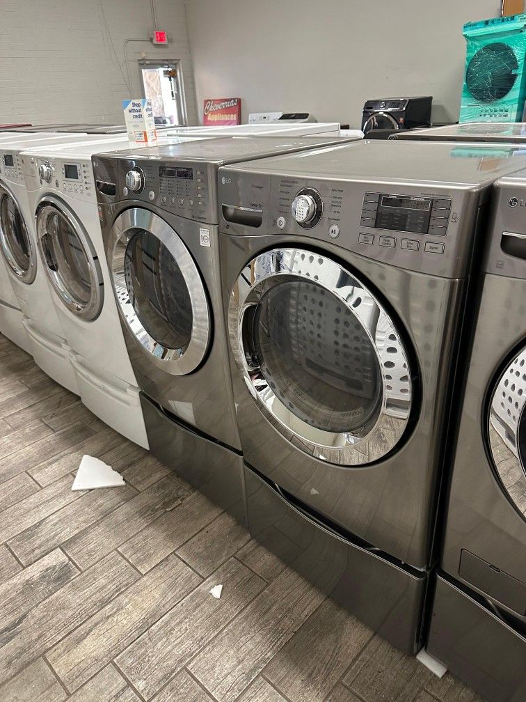 LG stainless steel Frontload washer and dryer set electric