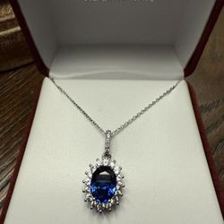 Helzberg Blue Sapphire Necklace – Sterling Silver