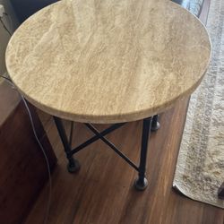 Marble And Iron End Table 