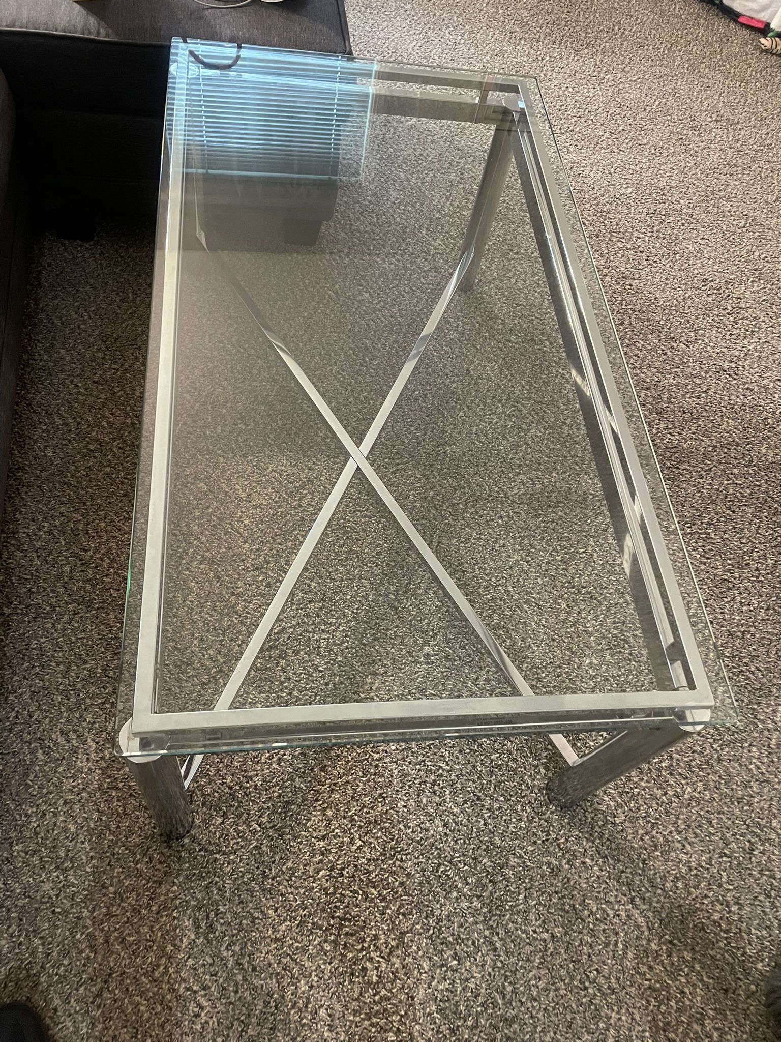 1 Glass Coffee Table, And One Tall Glass Table Pick Up Only 