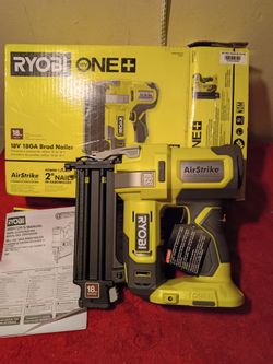 18 volt Ryobi 18 Ga Brad nailer tool only $$90