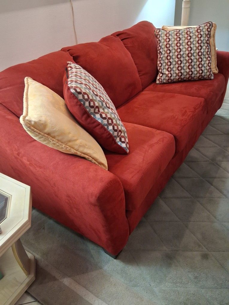 Red Velvet Sofa L 82" H 33" W 36"