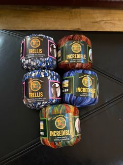 5 skeins of Trellis and Incredible yarn