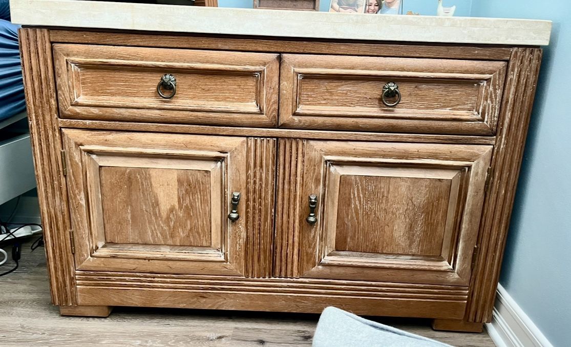 Drexel Heritage travertine Top Bel-aire Oak Side Tables