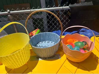 Easter baskets and eggs