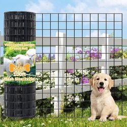 PVC Coated Welded Wire Fencing, 2" x 2" Mesh, 14 GA Coated (16 GA Bare), 24 in H x 100 ft L Roll