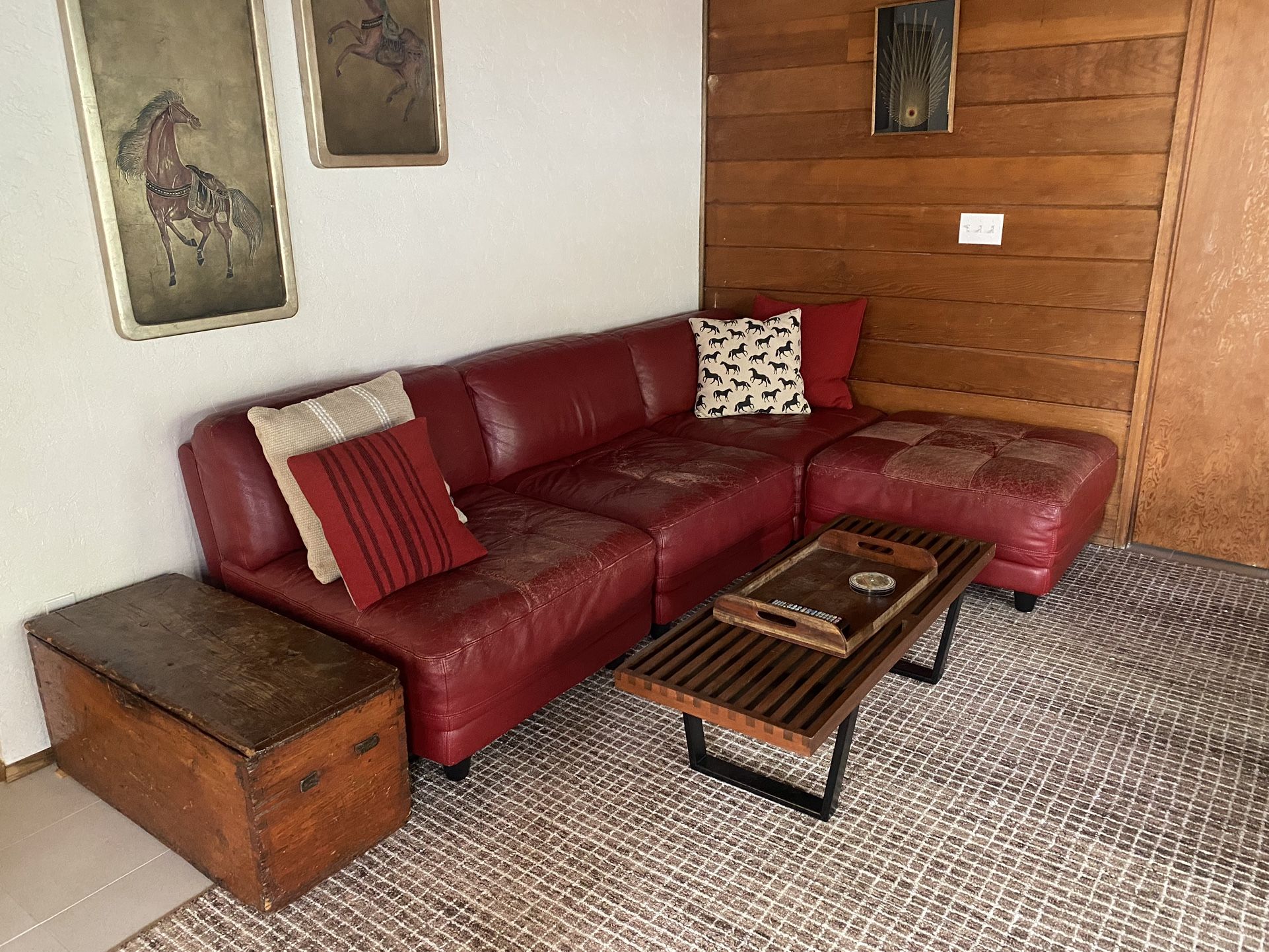 Red Leather Sectional Sofa