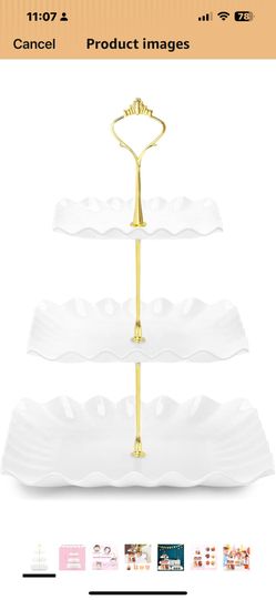 Cupcake Tower Stand, 3 Tier Cupcake Display Stand Dessert Tower Base Para Cupcakes for Party Birthday Weeding Dessert Stands, White