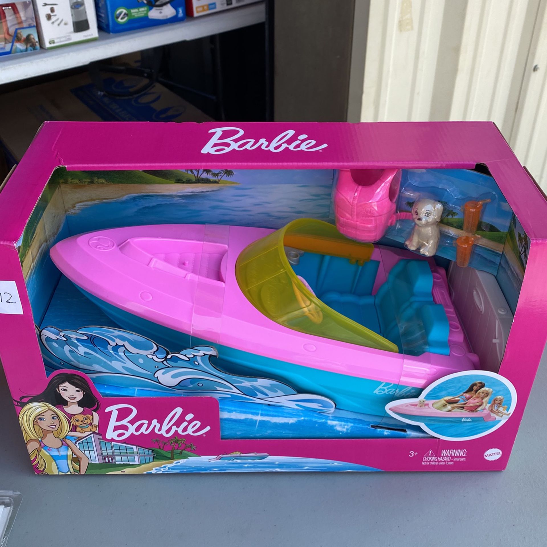 Barbie Boat With Puppy And Accessories, Fits 3 Dolls, Floats In Water, 3 To  7 Year Olds