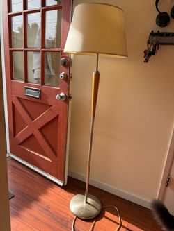 Mid-Century Floor Lamp with Wood Accent
