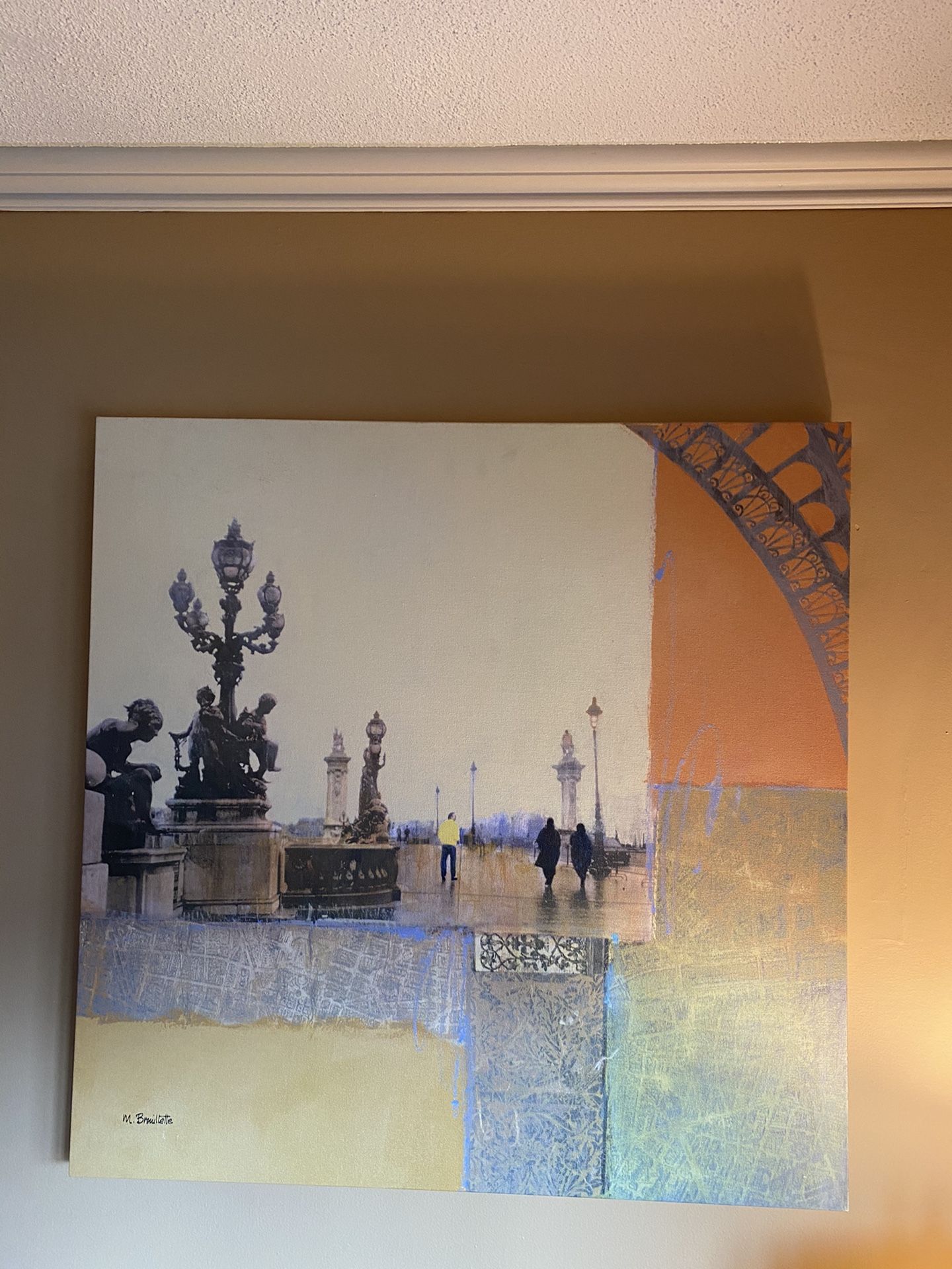 Canvas gorgeous vibrant colors. Photo of a bridge in France.