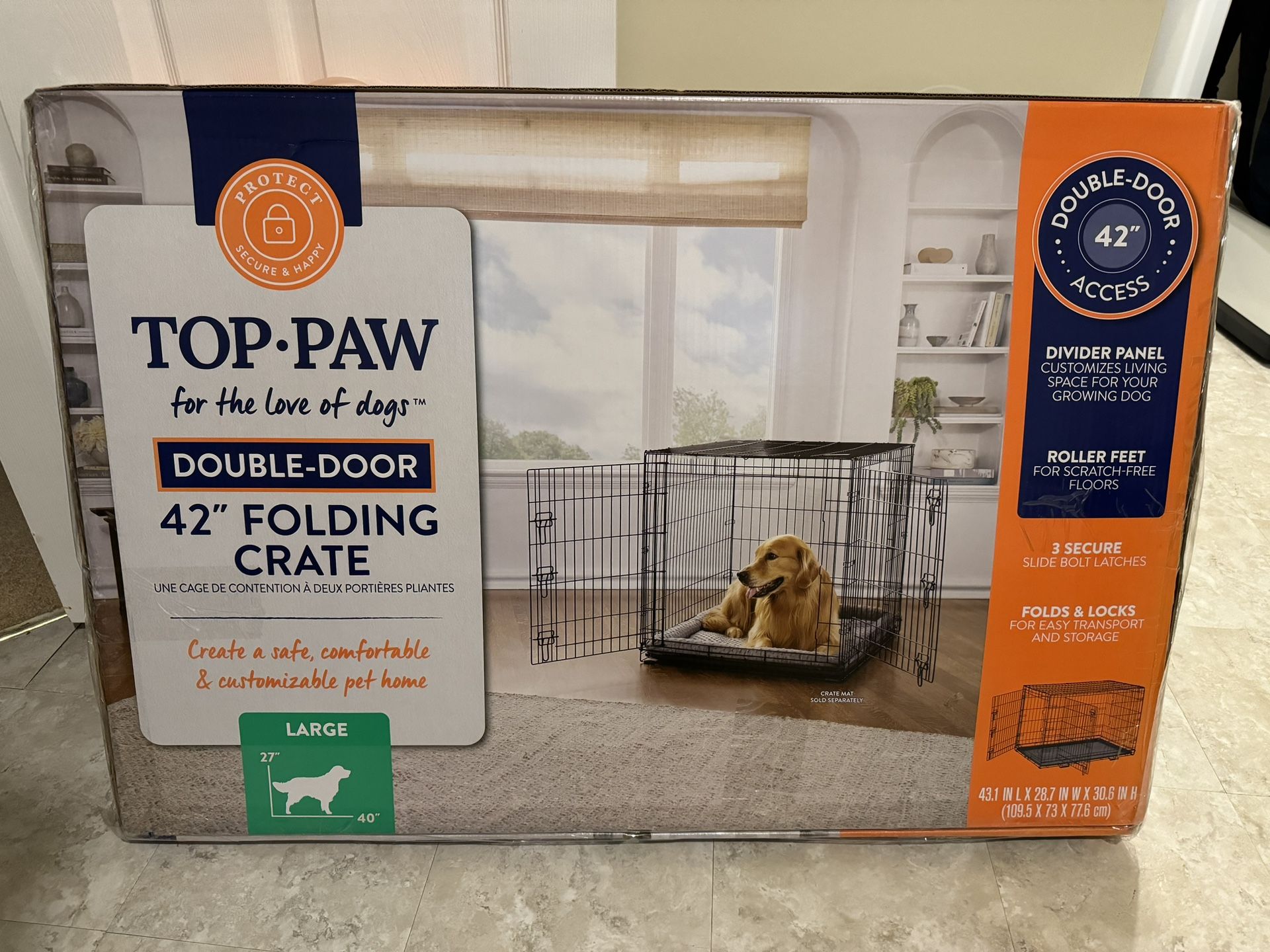 42” foldable dog crate - lightly used