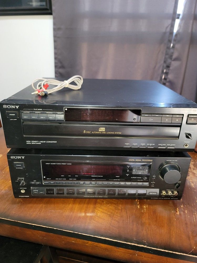 Vintage Sony FM Stereo Receiver And Sony 5 Disc Player