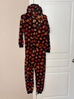 Halloween Pumpkin Fleece Hooded Onesie