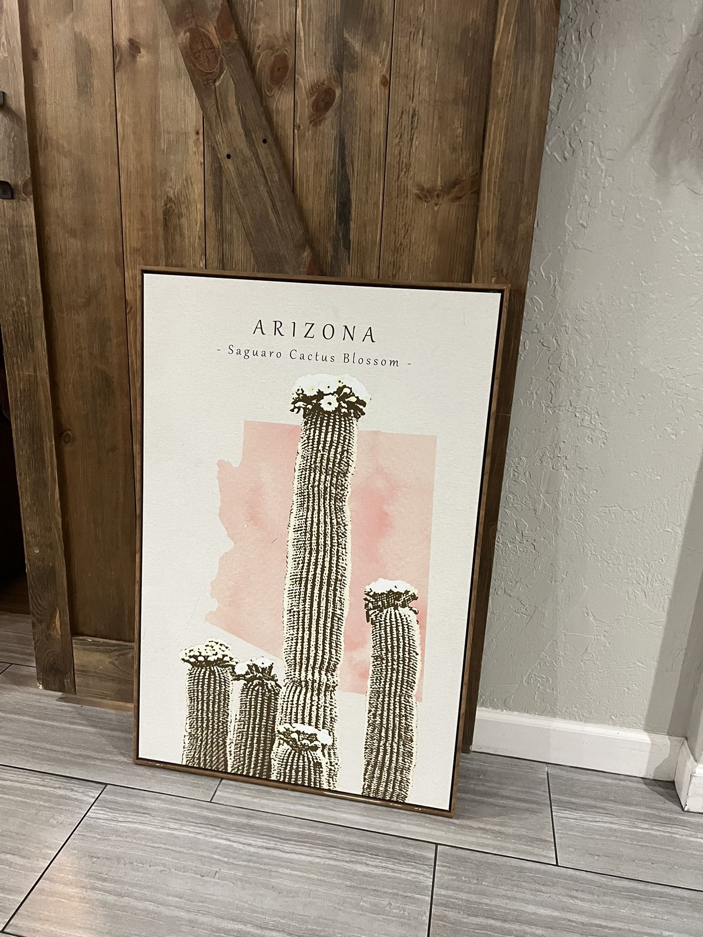 Canvas Print Wall Art Arizona Saguaro Cactus Blossom Floral Plants Watercolor Modern Art