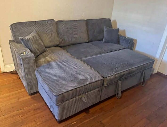 New Sleeper Sectional Couch With Storage / Free Delivery