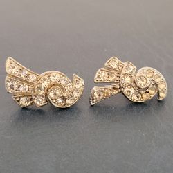 Earrings - Silver Tone Rhinestone Non-Pierced Screw Back