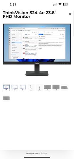 2 Brand new Lenovo ThinkVision S24-4e 23.8" FHD Monitor