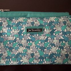 Jim Thompson Silk Elephant Print Cosmetics Pouch
