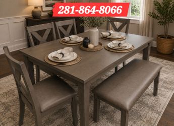 New Grey 6pc Dining Table Set