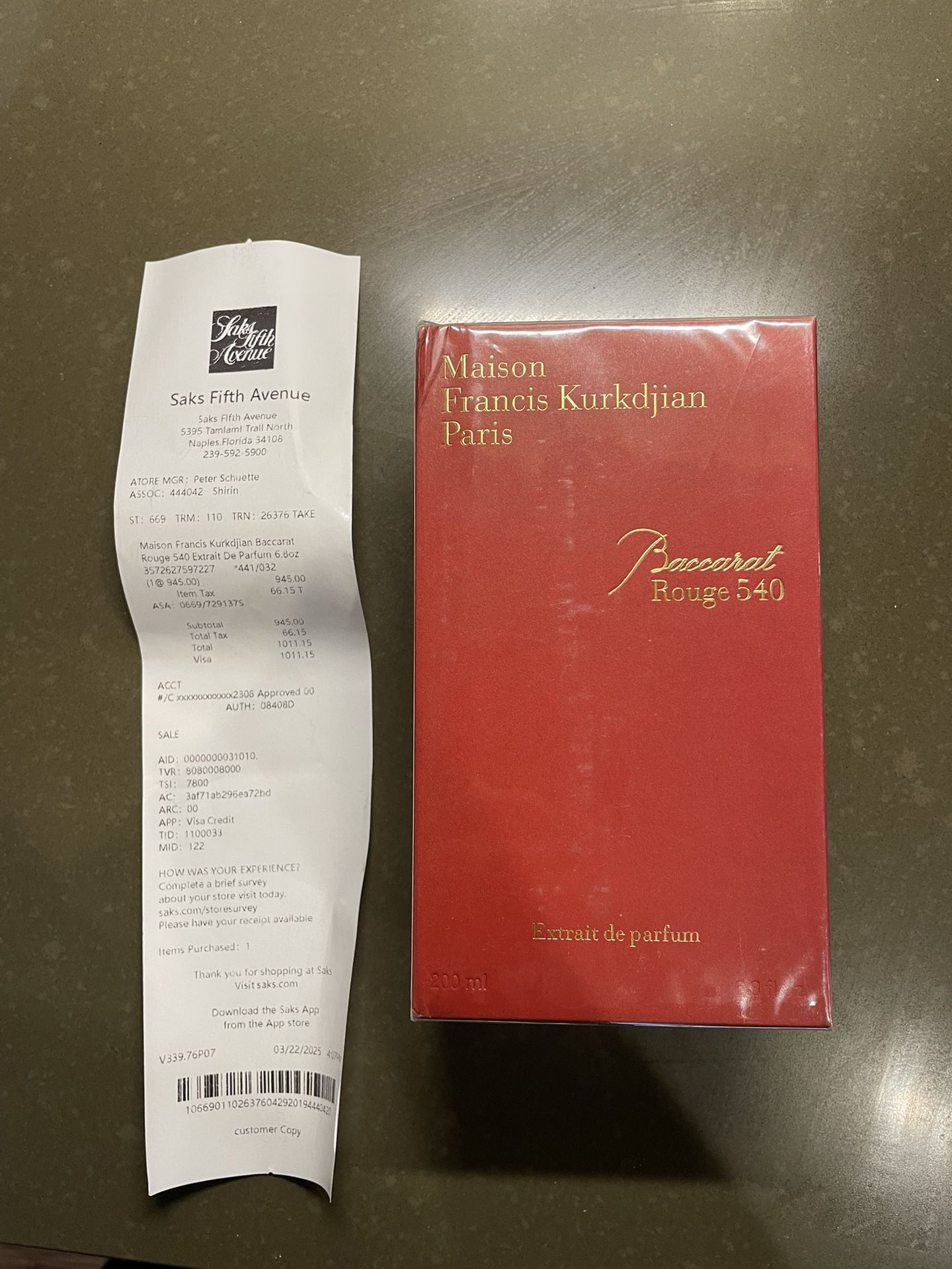 Authentic Baccarat Rouge 540