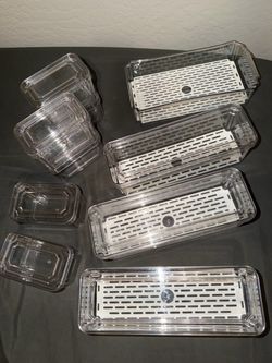 Clear Plastic Refrigerator & Pantry Organizer Bins